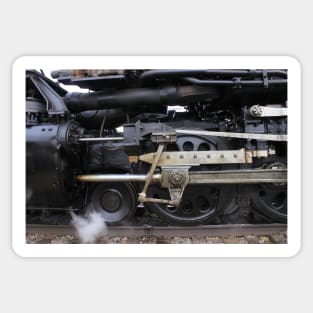 Big Boy 4014 closeup with steam and railroad track's. Sticker